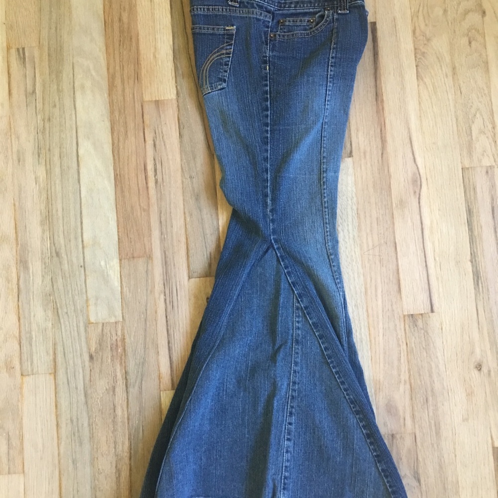 Bell Bottom Jeans Upcycled Jeans. Boho Bell Bottom View 4
